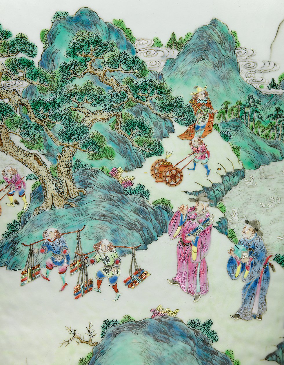 Fragment jednego z pary wazonów z różami cesarskiej rodziny (ceramiczne) autorstwa Qing Dynasty   Jiaqing Period Chinese School