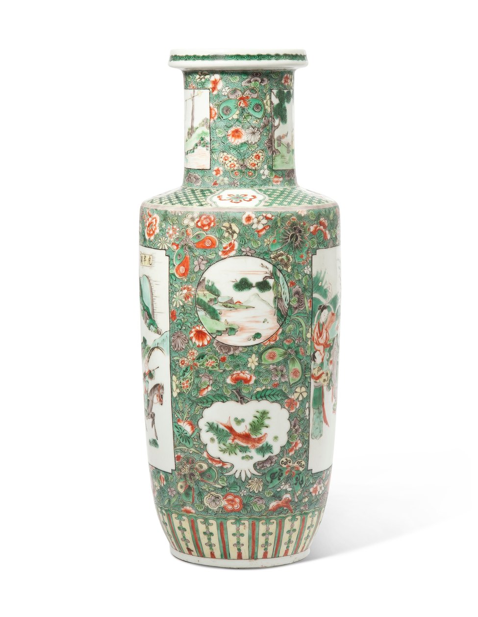 Famille verte „Romance of the Three Kingdoms” Rouleau wazon (ceramiczny) autorstwa Qing Dynasty   Kangxi Period Chinese School
