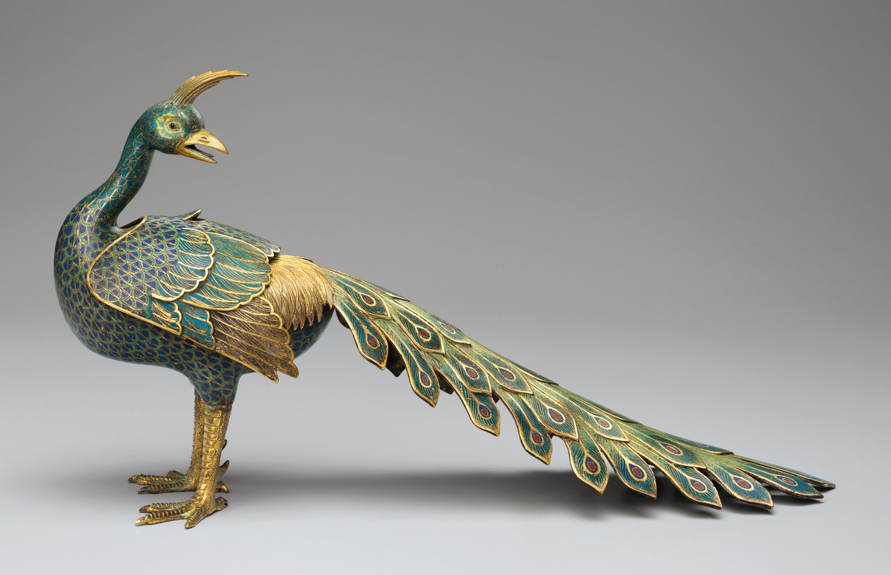 Kadzielnica Cloisonne w kształcie pawia autorstwa Qing Dynasty   Qianlong Period Chinese