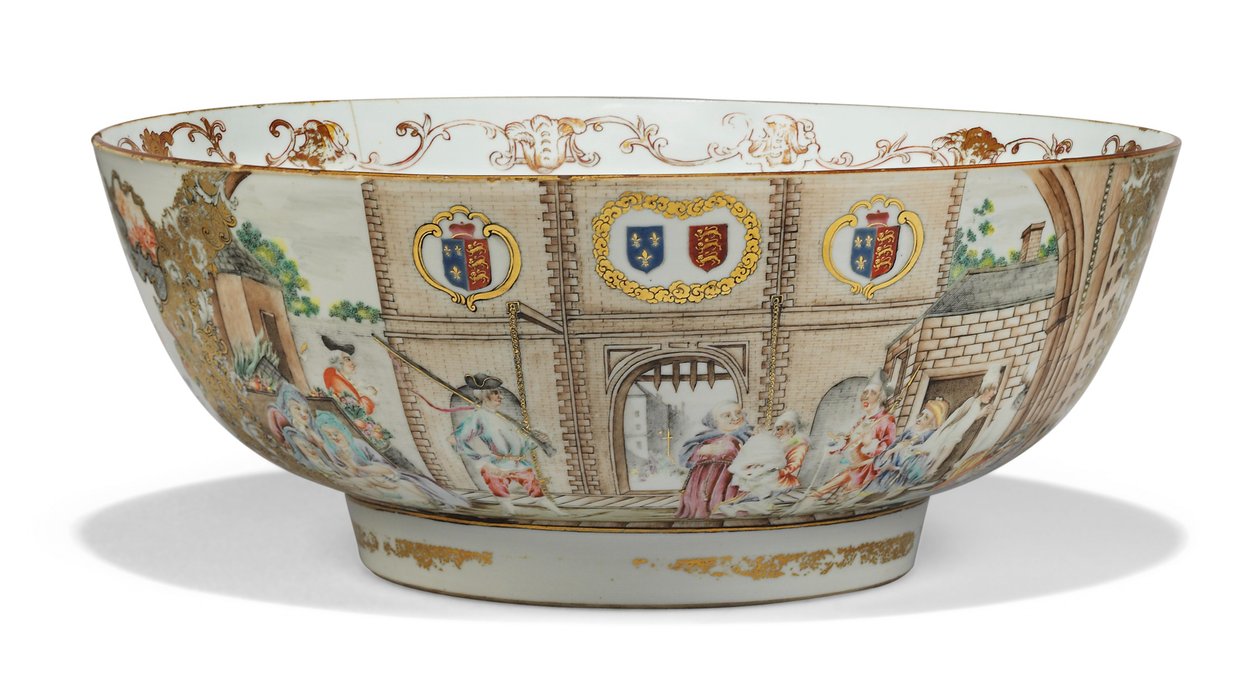 Misa na poncz Brama Calais, ok. 1750-55 (porcelana) autorstwa Qing Dynasty   Qianlong Period Chinese