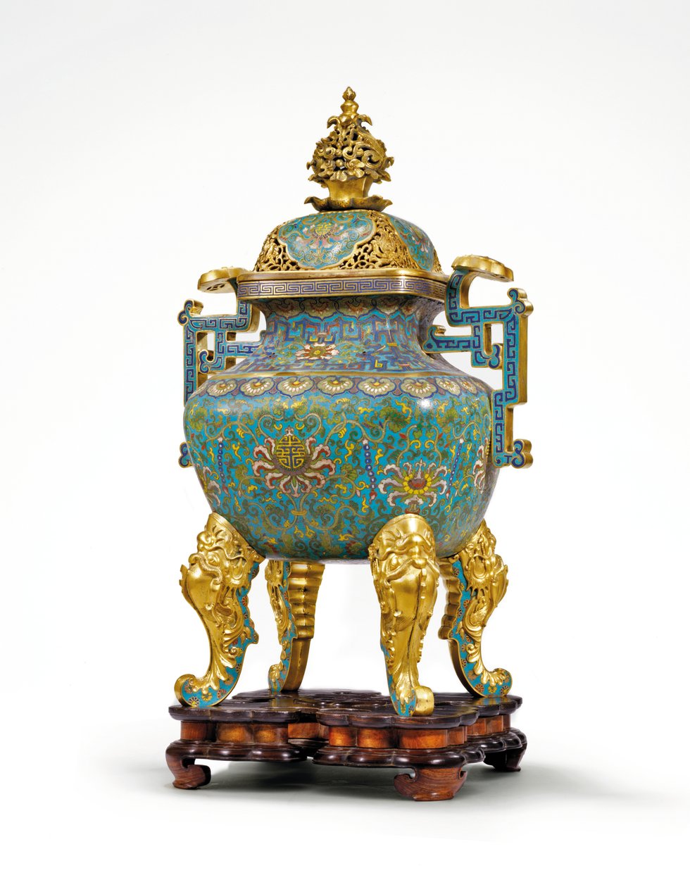 Duża cesarska emaliowana kadzielnica Ruyi z uchwytem Cloisonne autorstwa Qing Dynasty   Qianlong Period Chinese School
