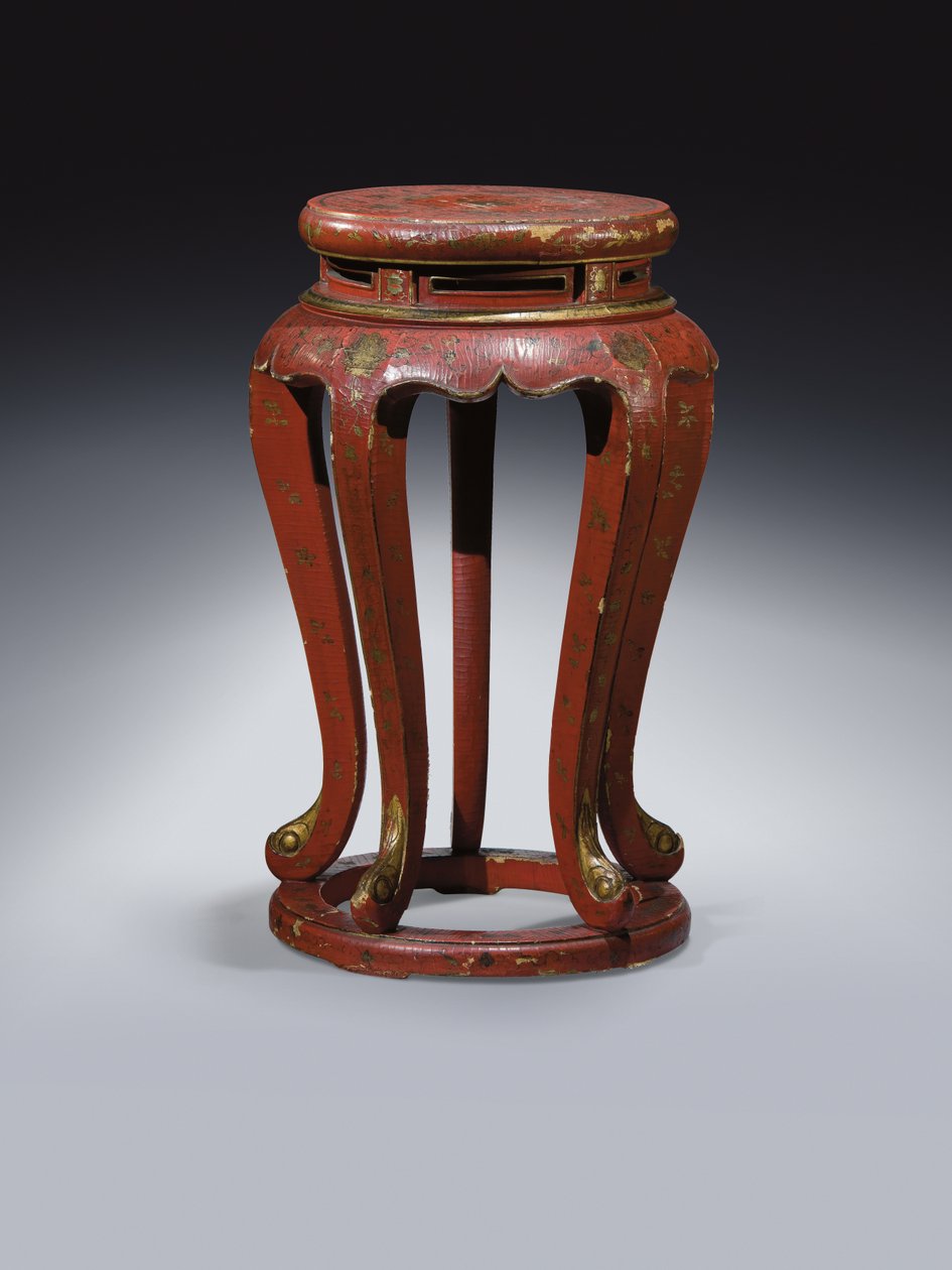 Jardinière (lakierowany na czerwono ze złotymi, brązowymi i zielonymi detalami) autorstwa Qing Dynasty Chinese School