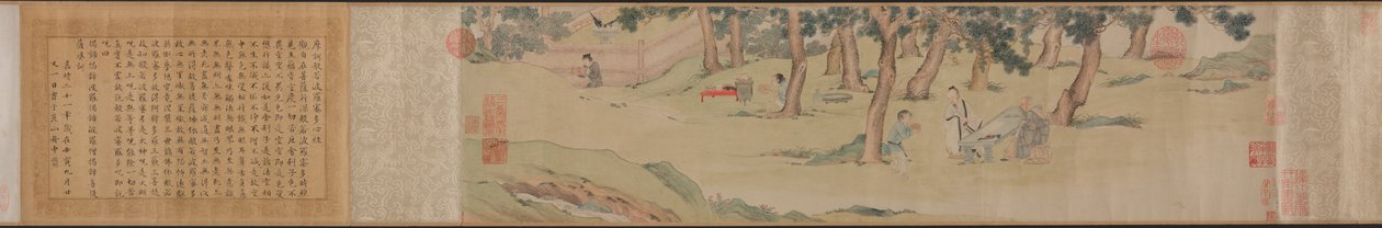 Zhao Mengfu Writing the Heart (Hridaya) Sutra in Exchange for Tea autorstwa Qiu Ying