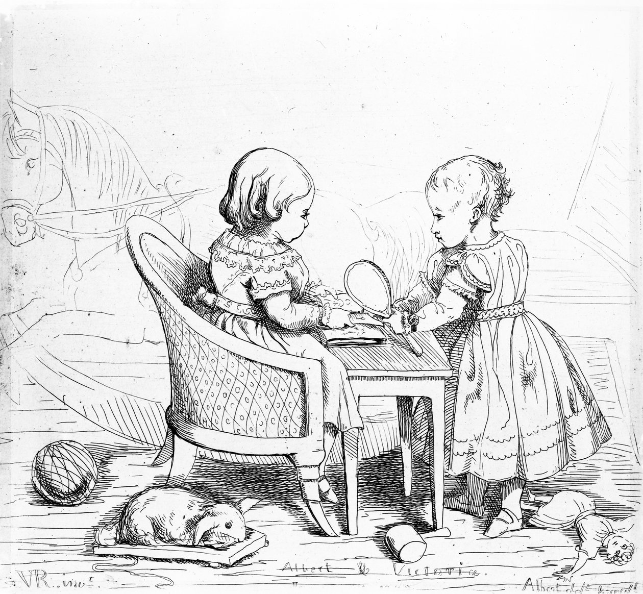 Albert, książę Walii i Wiktoria, księżniczka królewska, grawerowane przez księcia Alberta, c.1843 autorstwa Queen Victoria