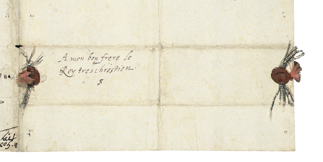 Karta adresowa listu Elżbiety I z Anglii do Henryka IV z Francji, c.1596 autorstwa Queen Elizabeth I of England and