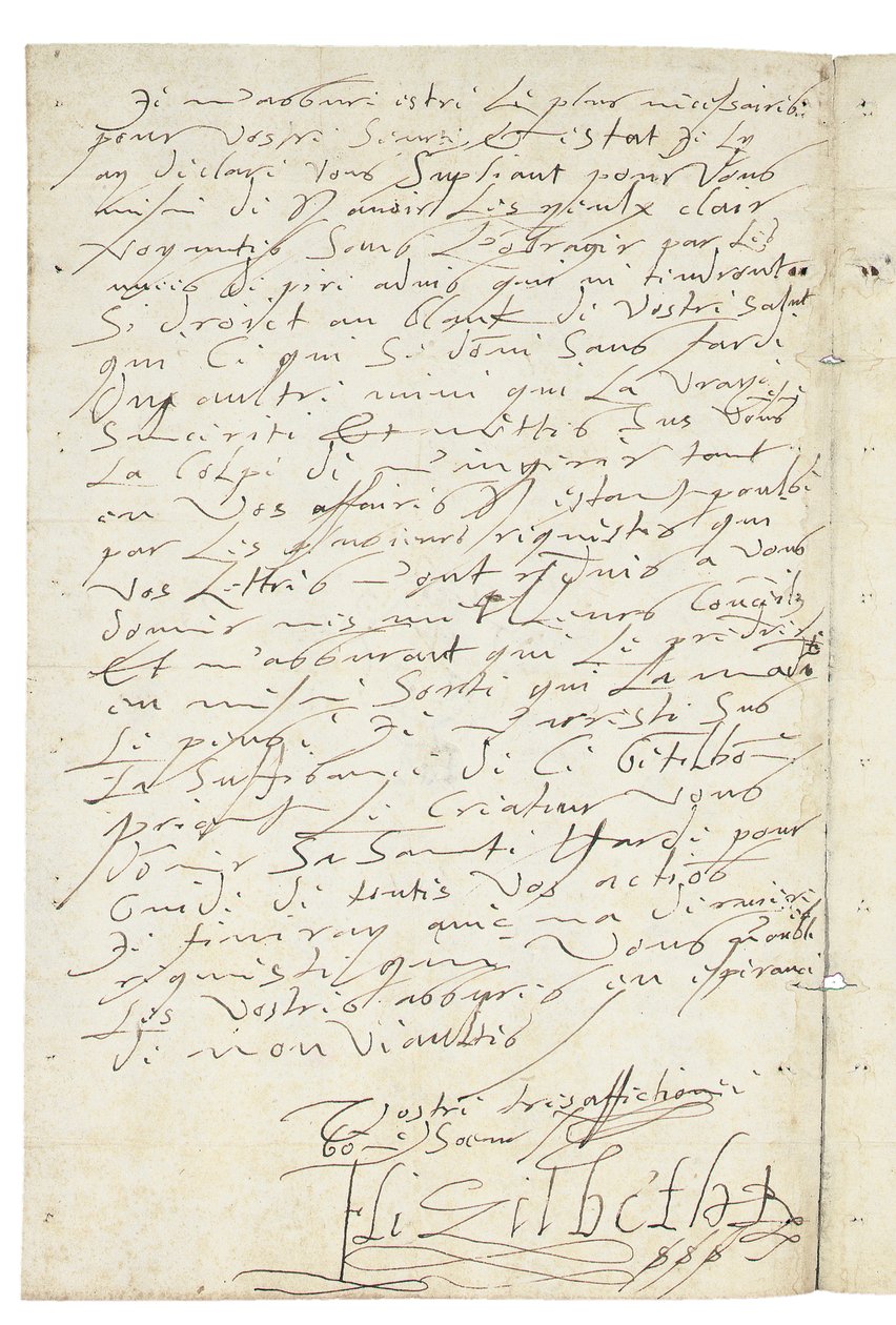 List w języku francuskim Elżbiety I z Anglii do Henryka IV z Francji, c.1596 autorstwa Queen Elizabeth I of England and