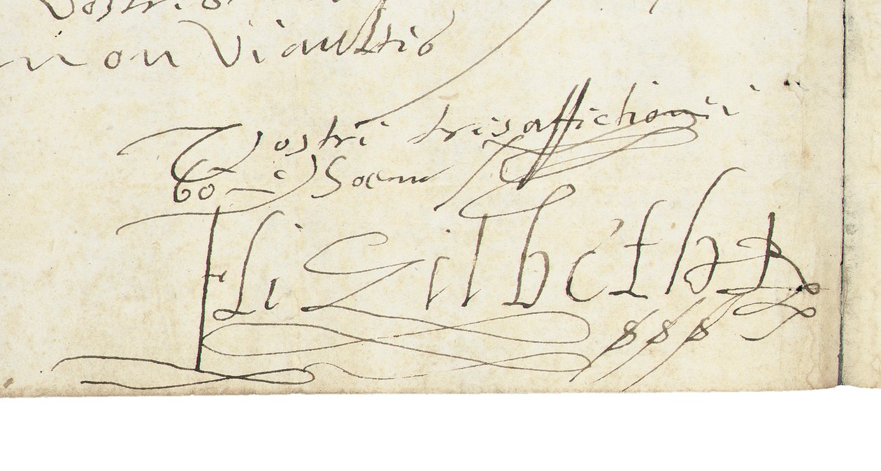 Podpis na liście Elżbiety I Anglii do Henryka IV Francji, c.1596 autorstwa Queen Elizabeth I of England and