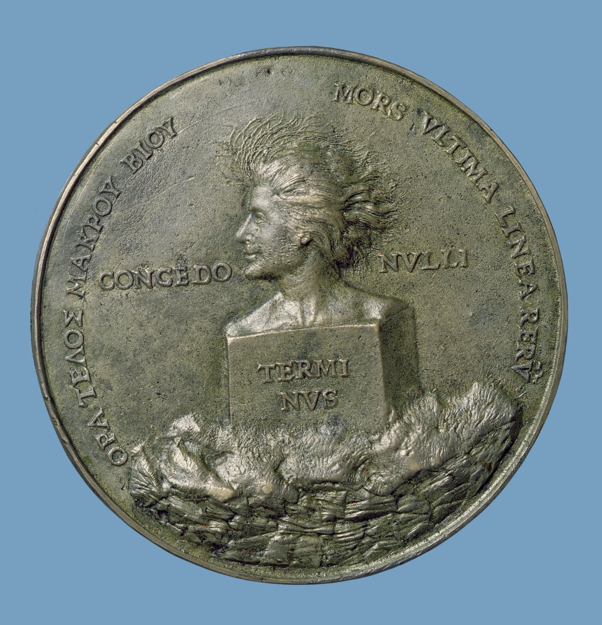 Medalion portretowy Erazma (14656-1530), rewers przedstawiający głowę Terminusa, 1519 (brąz) (rewers) autorstwa Quentin Massys or Metsys