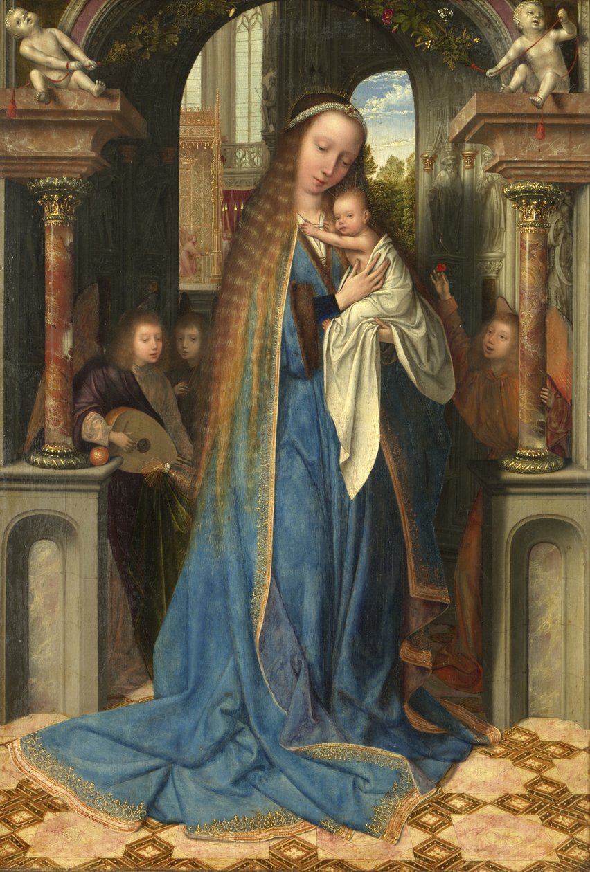Madonna stojąca z Dzieciątkiem i Aniołami, ok. 1500-09 autorstwa Quentin Massys or Metsys