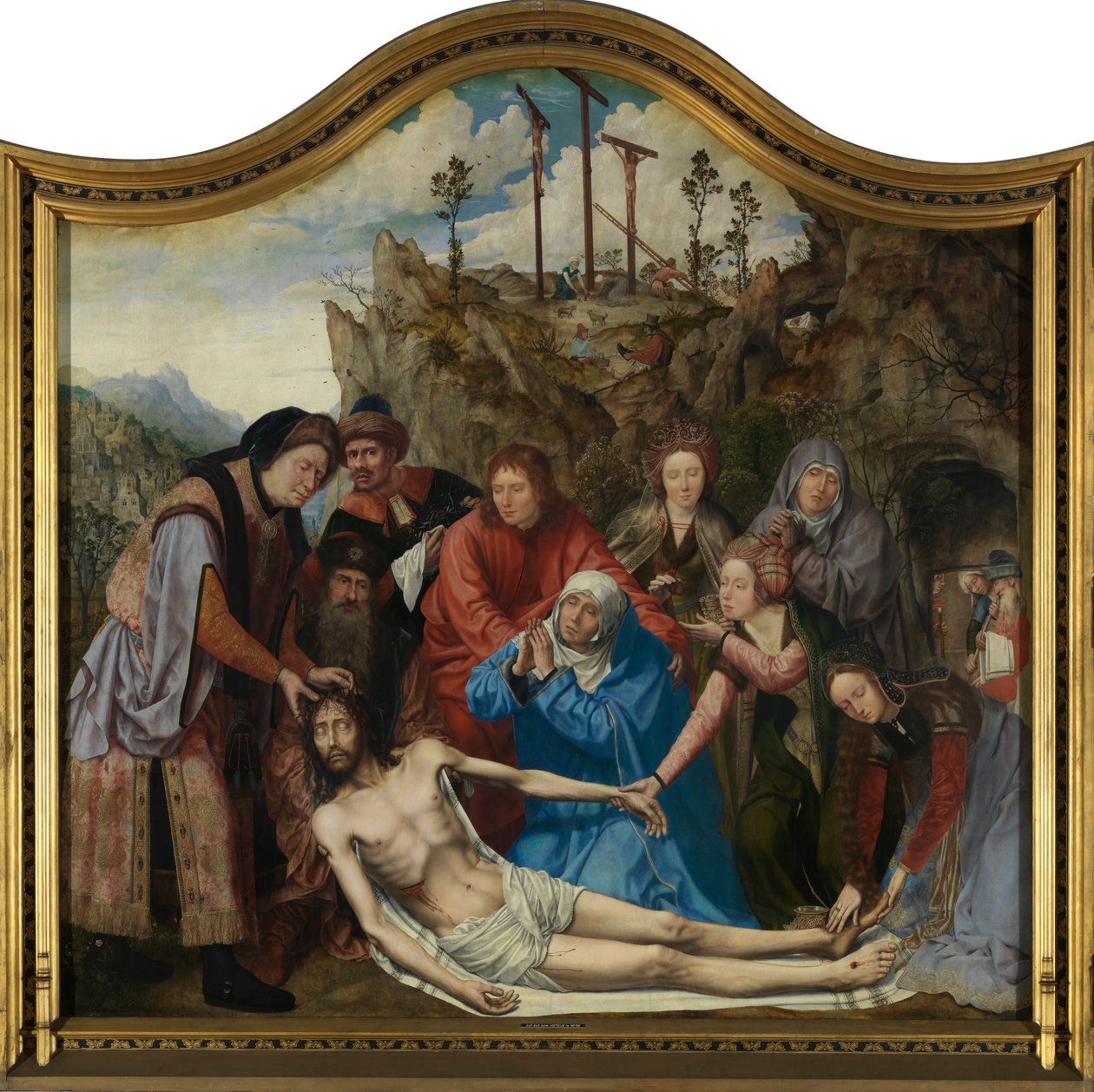 Opłakiwanie Chrystusa, Ołtarz cechu stolarzy, panel środkowy (olej na desce) autorstwa Quentin Massys or Matsys