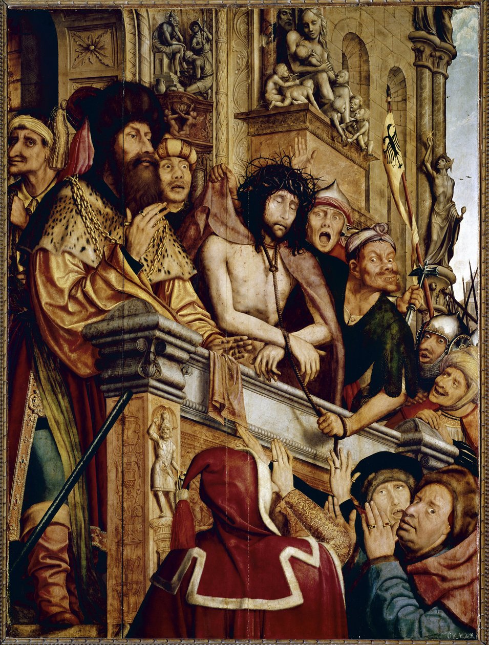 Ecce Homo, Chrystus przedstawiony ludowi. (olej na desce autorstwa Quentin Massys or Metsys