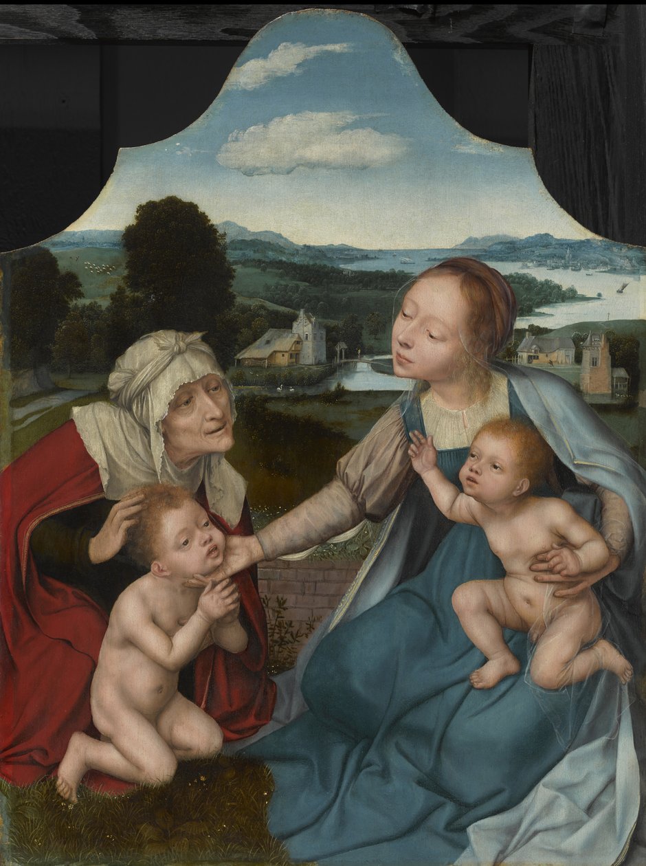 Dziewica z Dzieciątkiem ze świętymi Elżbietą i Janem Chrzcicielem, ok. 1520-25 autorstwa Quentin Massys or Metsys
