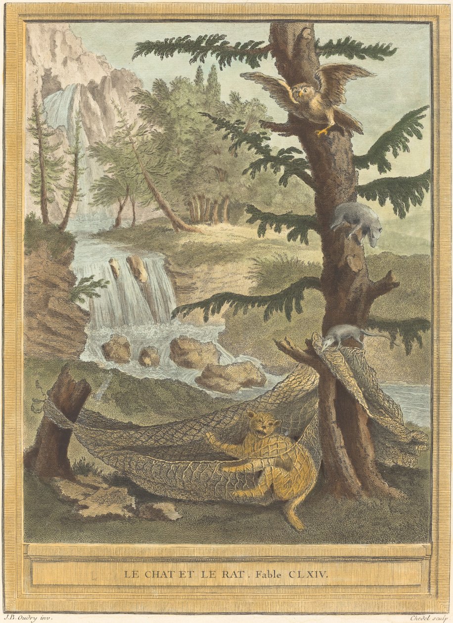 Le chat et le rat (Kot i szczur) autorstwa Quentin Pierre Chedel after Jean Baptiste Oudry