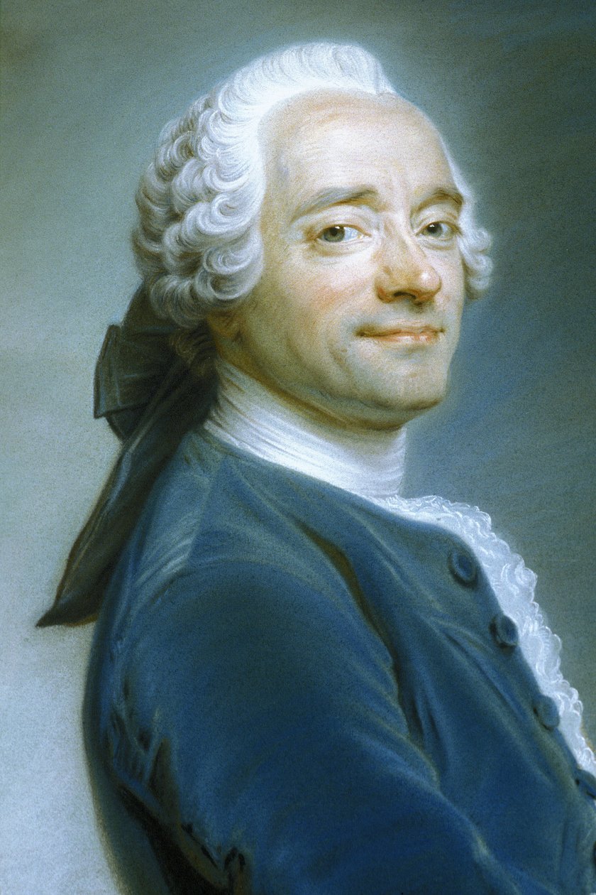 Quentin Latour (1704-1788) - autoportret na falbankowej koronce, ok. 1751 (pastel) autorstwa Quentin de la Latour