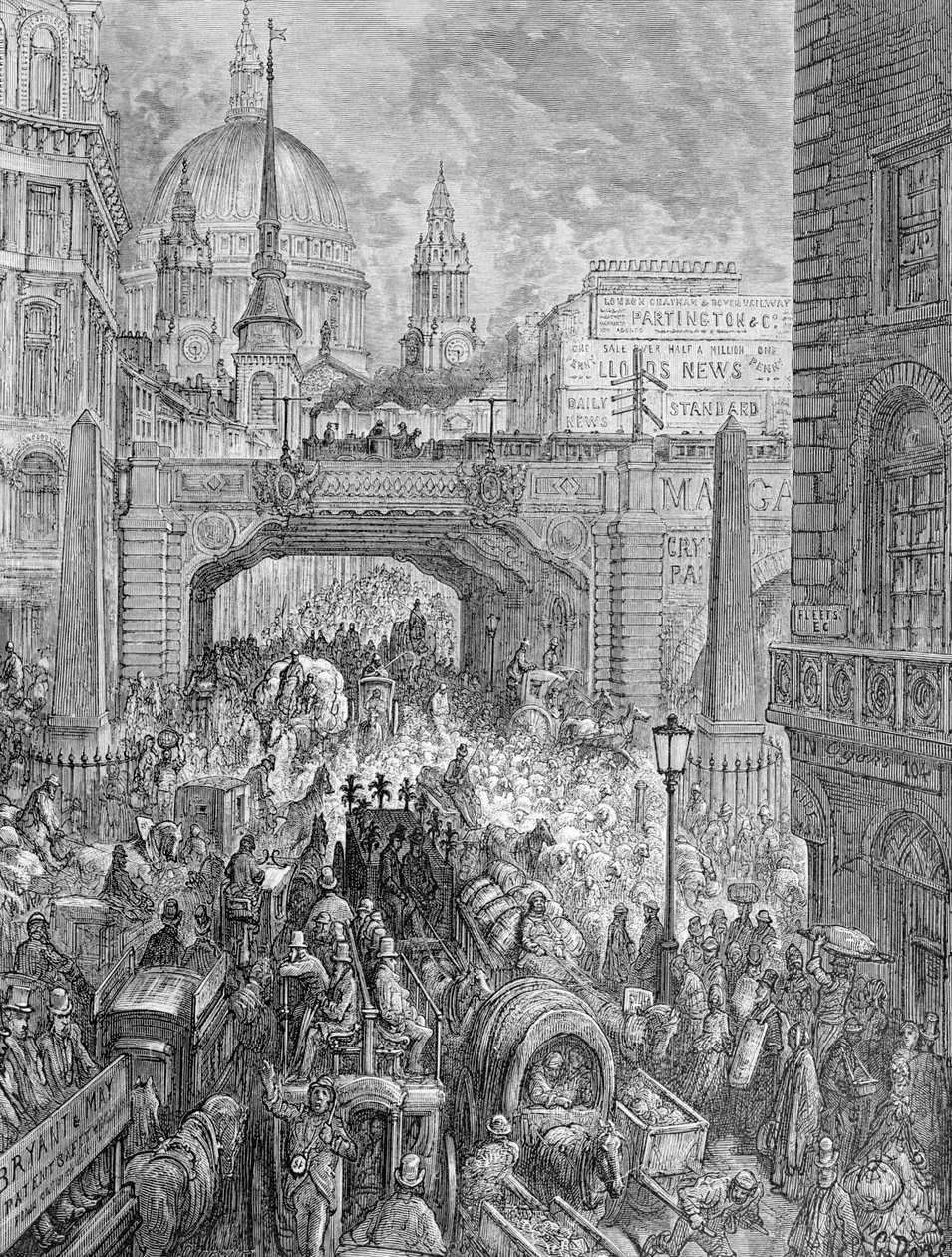 „Ludgate Hill – blok na ulicy”, 1872. autorstwa Quesnel