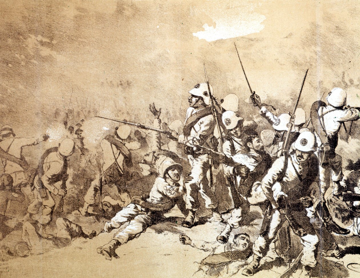 Bitwa pod Adoua między Włochami a Etiopią w 1896 r. przez Q. Cenni. sd. około 1896 roku. autorstwa Quinto Cenni