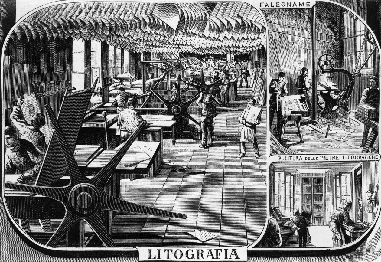 Biura braci Treves, dział litografii, Mediolan, Włochy, ilustracja Quinto Cenni (1845-1917) z L