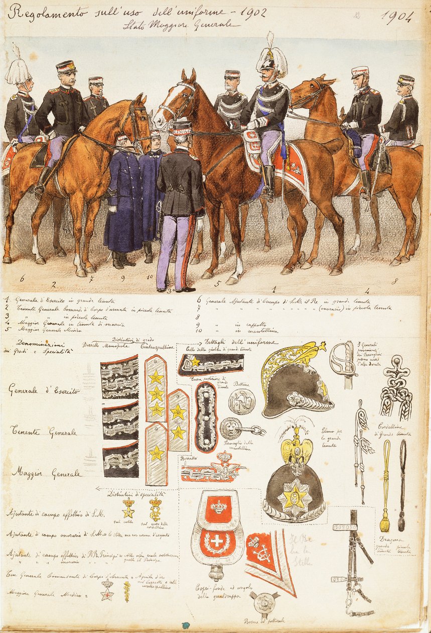 Mundury Sztabu Generalnego Królestwa Włoch, kolorowa tablica autorstwa Quinto Cenni autorstwa Quinto Cenni