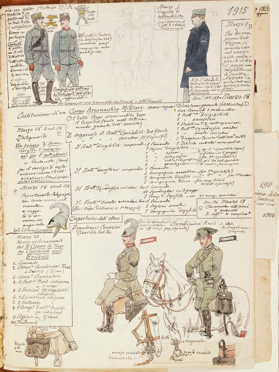 Mundury Królestwa Włoch, kolorowa tablica autorstwa Quinto Cenni autorstwa Quinto Cenni