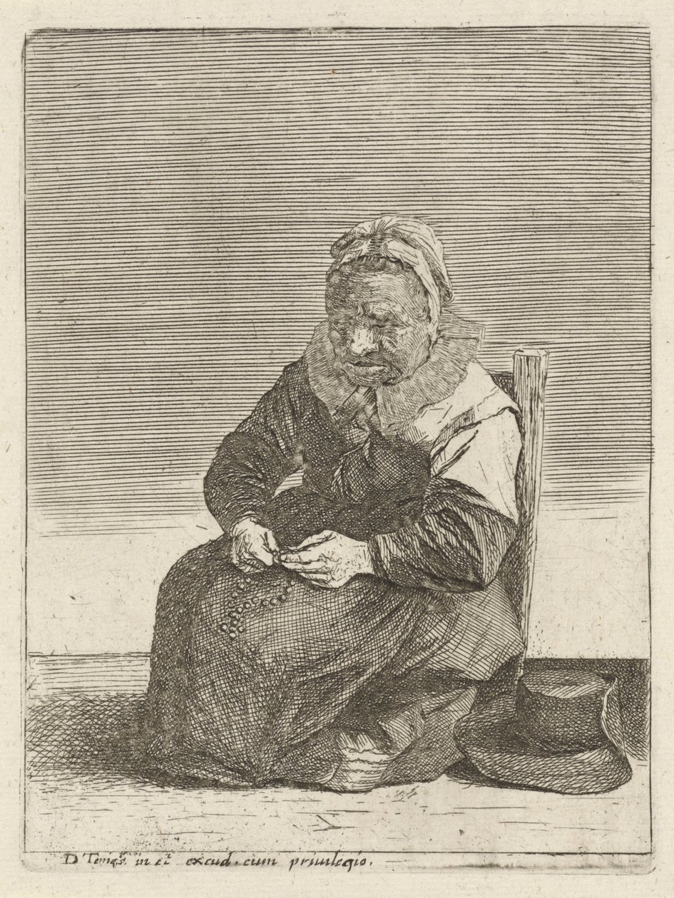 Stara kobieta z różańcem Pełnoprawni rolnicy (tytuł serii) autorstwa Quirin Boel (attributed to)