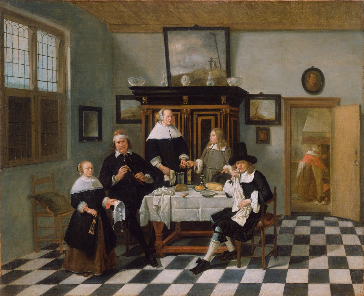 Grupa rodzinna przy stole, ok. 1658-60 autorstwa Quiringh Van Brekelenkam