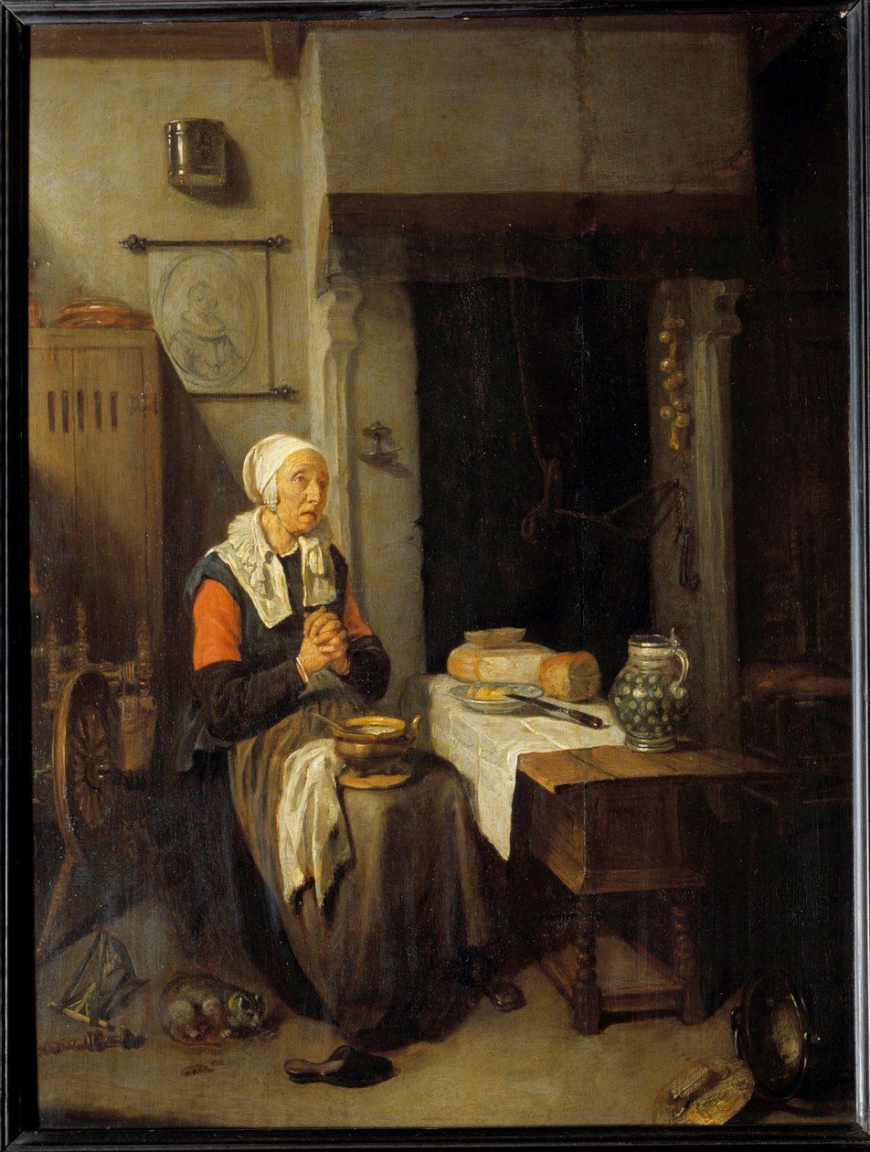 Le benedicite Obraz Quinringha (Quiringh) Gerritsz Van Brekelenkam (1620-1668) 1648 nd. 0,54x0,41 m² autorstwa Quiringh Gerritsz. van Brekelenkam