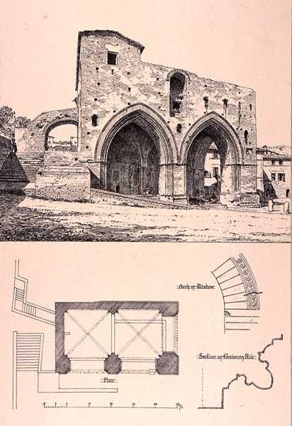 Fonte Branda, Siena, Włochy, z „Przykłady architektury miejskiej, handlowej i ulicznej Francji i Włoch od XII do XV wieku”, wyd. przez W.Mackenzie autorstwa R. (after) Anderson