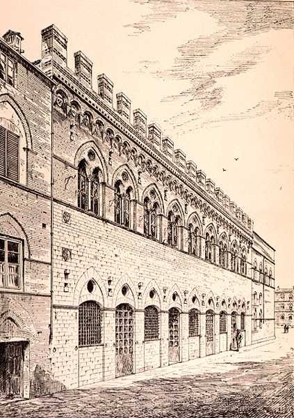Palazzo Grotanelli, z „Przykłady architektury miejskiej, handlowej i ulicznej Francji i Włoch od XII do XV wieku”, wyd. przez W.Mackenzie autorstwa R. (after) Anderson