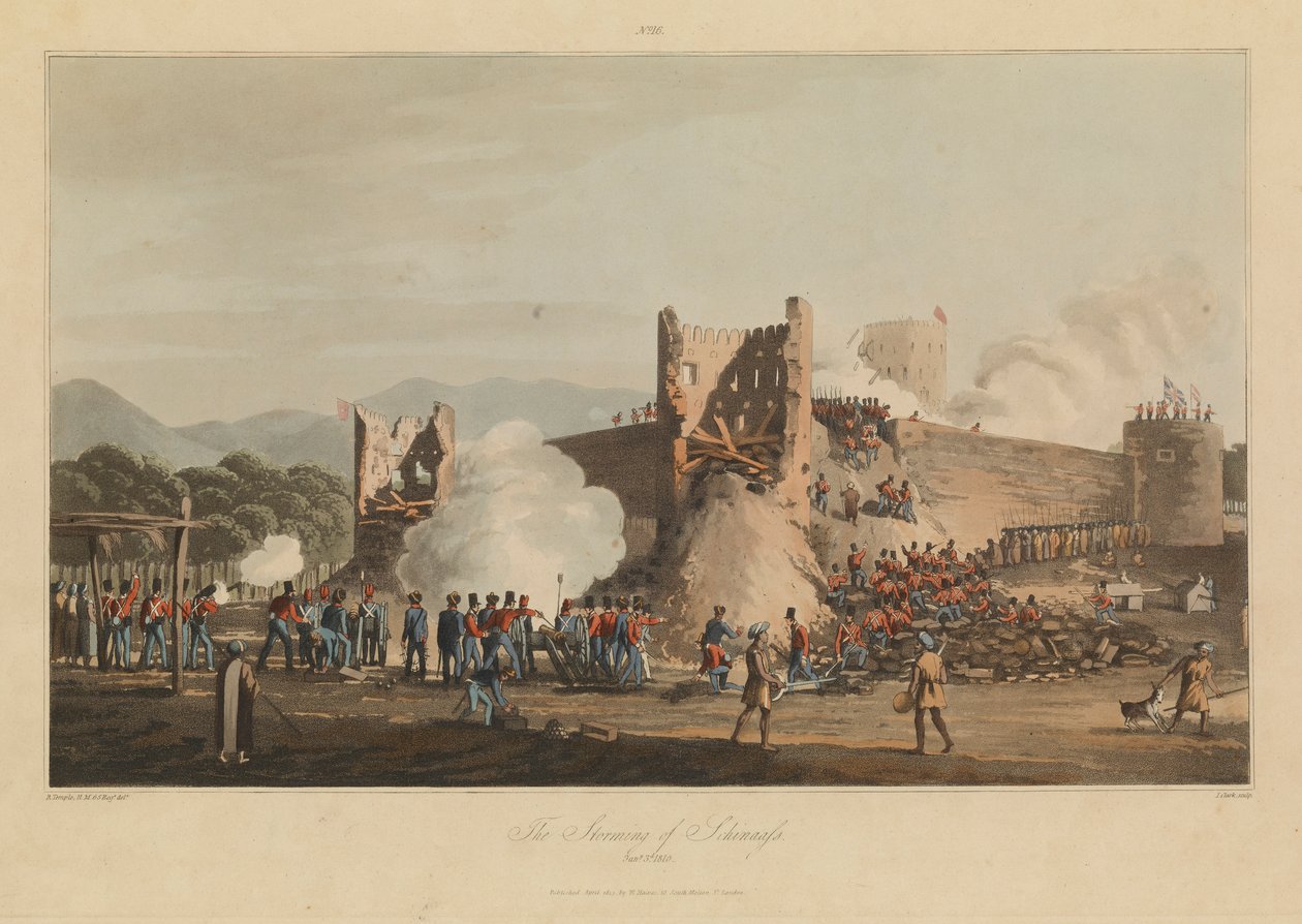 Szesnaście widoków plajt w perskich siłach zatokowych przeciwko arabskim piratom autorstwa R. (after) Temple