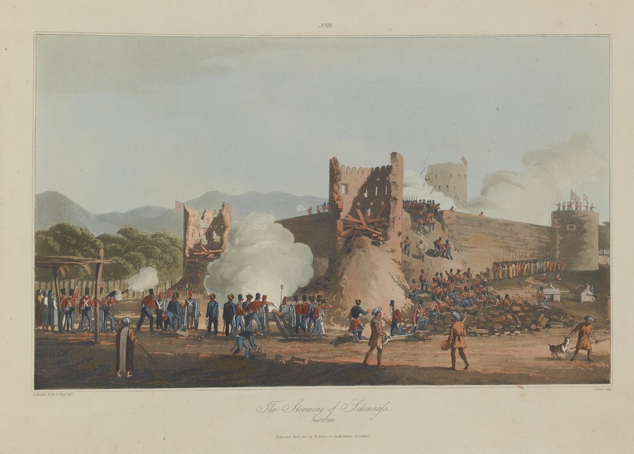 Szturm na Schinaass, 3 stycznia 1810, grawerowane przez I. Clark autorstwa R. (after) Temple