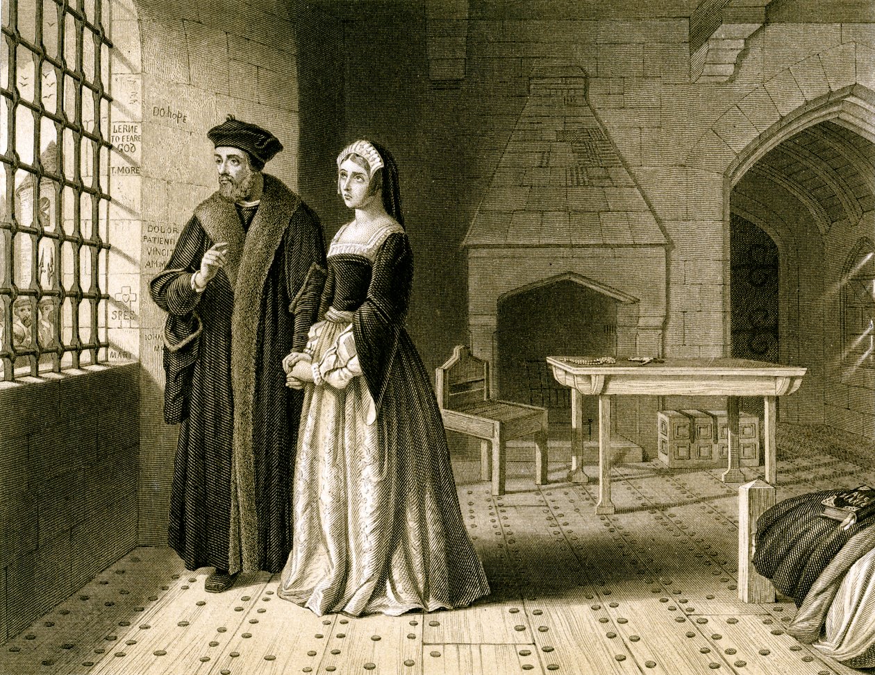 Sir Thomas More 1478-1535 i jego córka Małgorzata, XIX wiek. autorstwa R Anderson