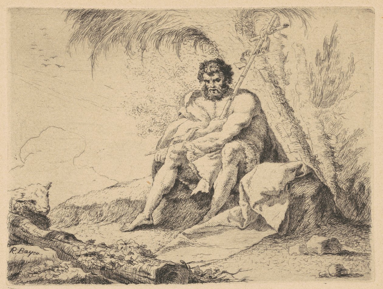 Jan Chrzciciel i Baranek autorstwa R. Bayeu