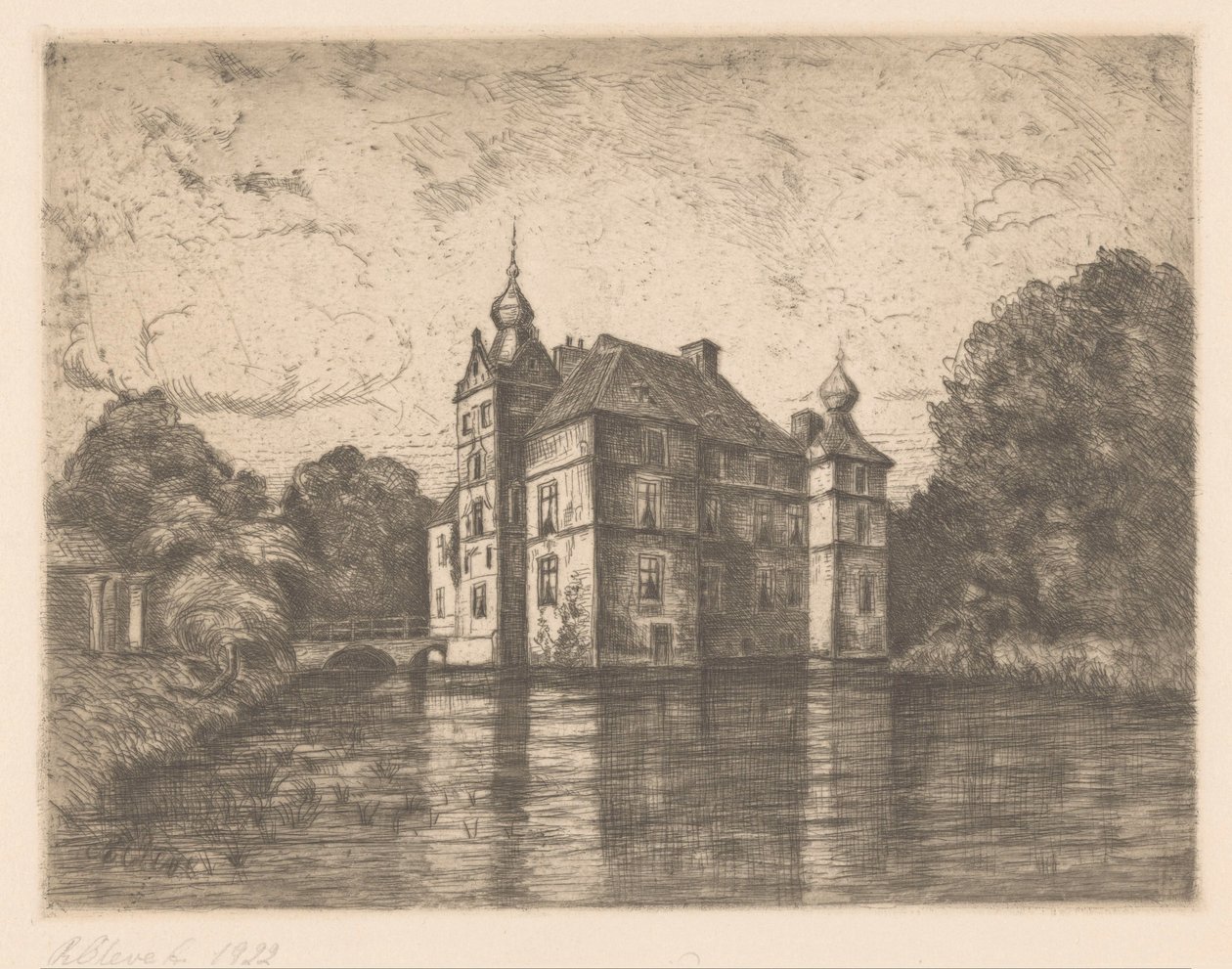 Zamek De Cannenburgh (oryginalny tytuł na obiekcie) autorstwa R. Cleve (signed by artist)