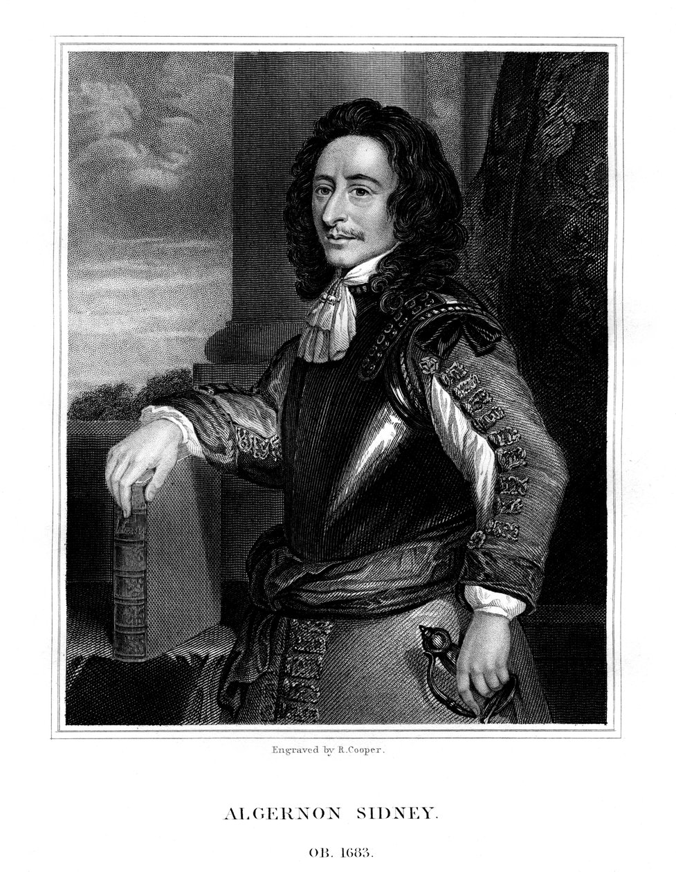 Algernon Sydney, angielski polityk, 1824. autorstwa R. Cooper