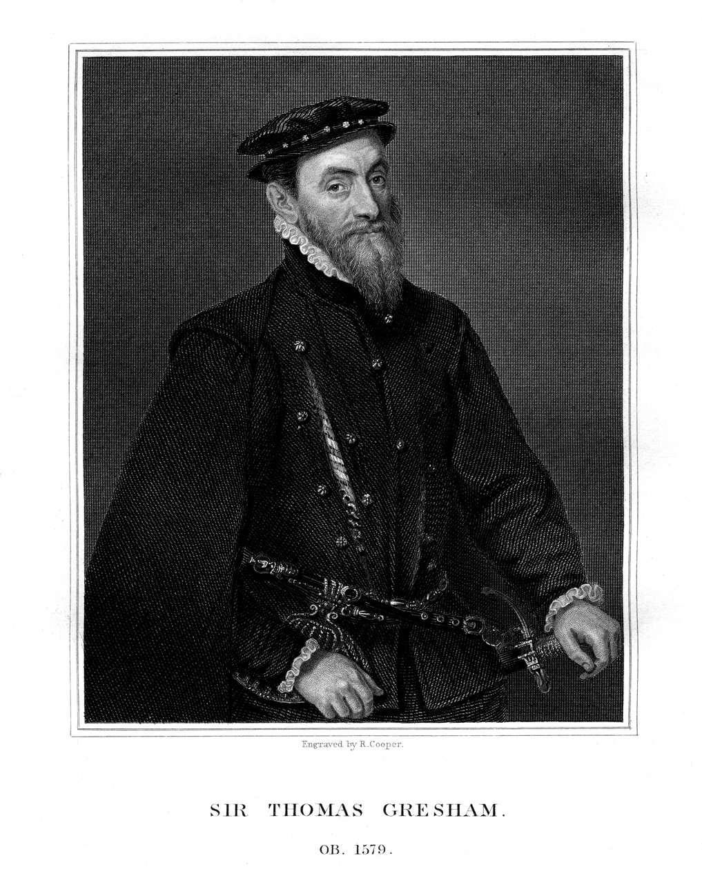 Sir Thomas Gresham, angielski kupiec i finansista, 1823. autorstwa R. Cooper