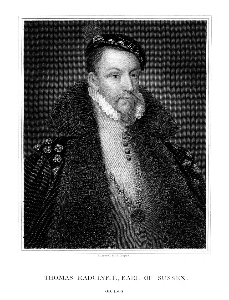 Thomas Radclyffe, 3. hrabia Sussex, Lord-Porucznik Irlandii, 1823. autorstwa R. Cooper