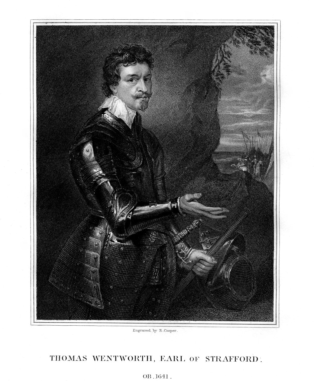 Thomas Wentworth, 1. hrabia Strafford, angielski mąż stanu, 1823. autorstwa R. Cooper