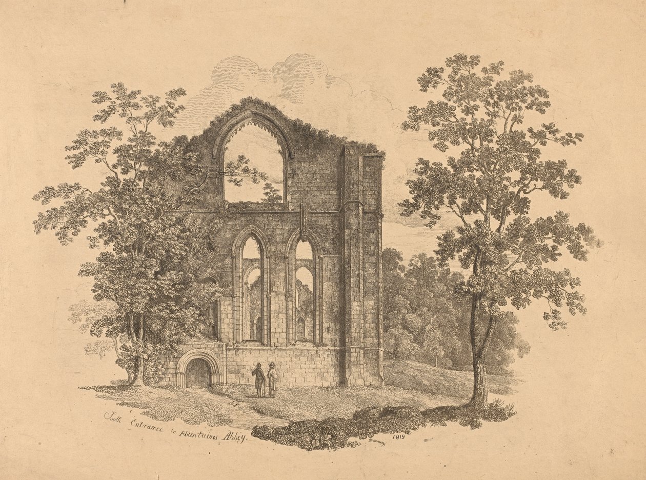 Entrada sul para Fountains Abbey Polish autorstwa R. Dunning