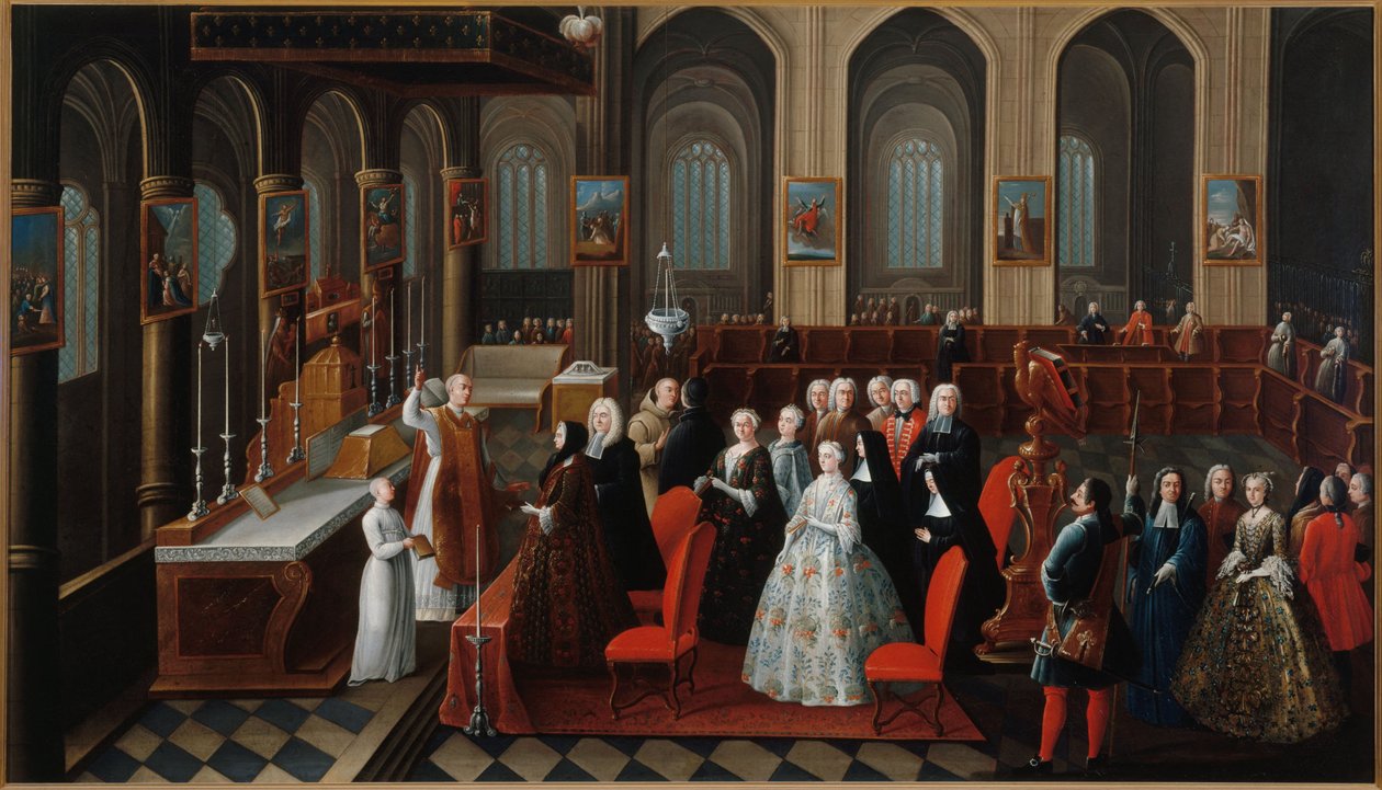 Złote wesele M. i Mme Robinet de Pontagny, 1742 (olej na płótnie) autorstwa R. Huet
