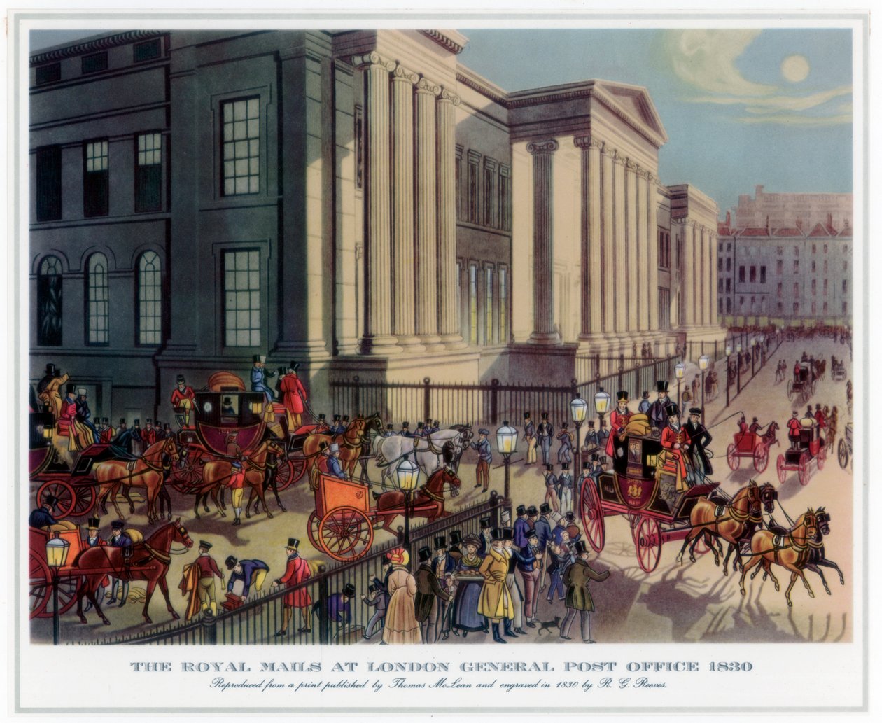 Royal Mails w londyńskim głównym urzędzie pocztowym, 1830 r autorstwa R. Reeves