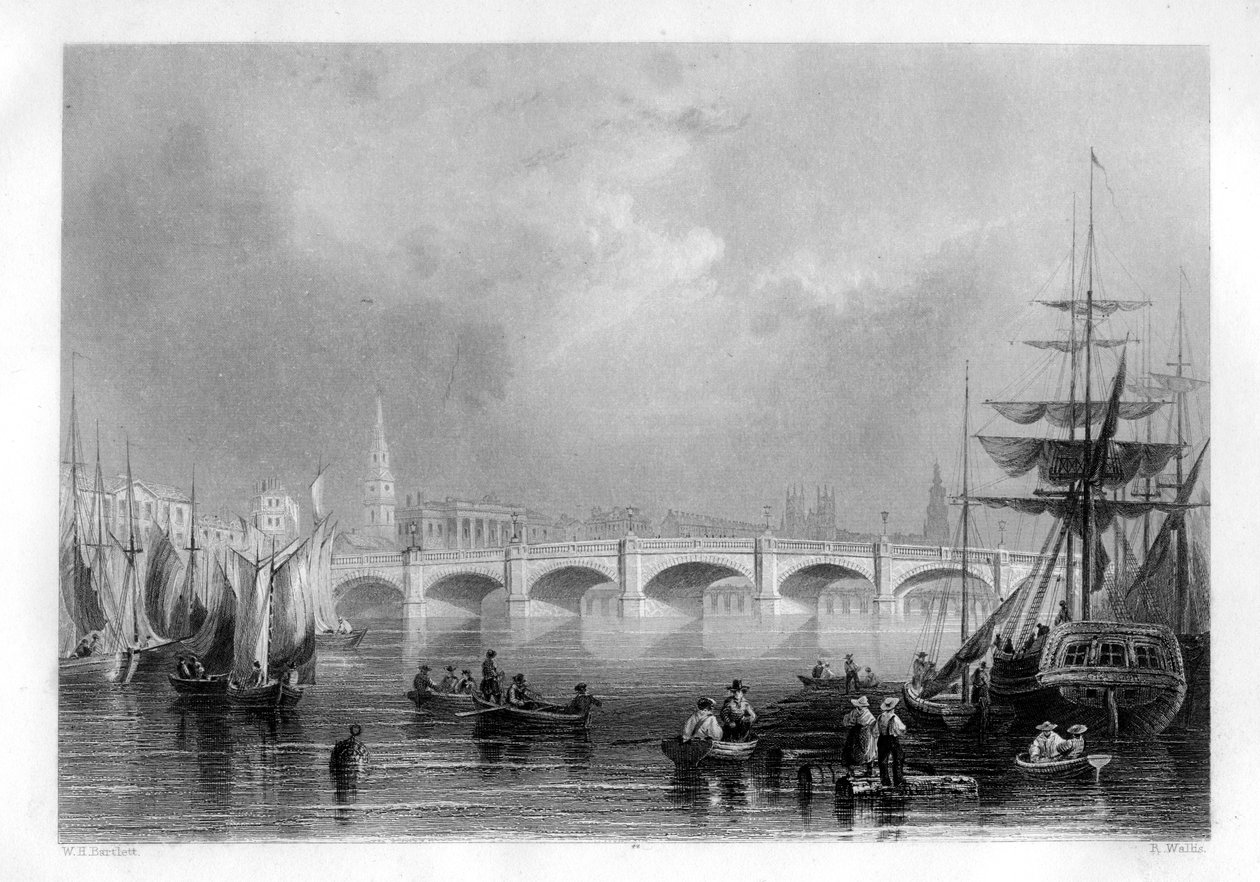 Most i nabrzeże Broomielaw Quay, Glasgow, Szkocja, 1886 r. autorstwa R. Wallis