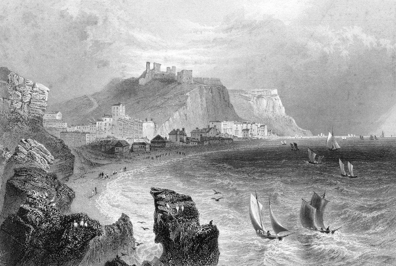 Linia brzegowa w Hastings, East Sussex, 1840. autorstwa R. Wallis