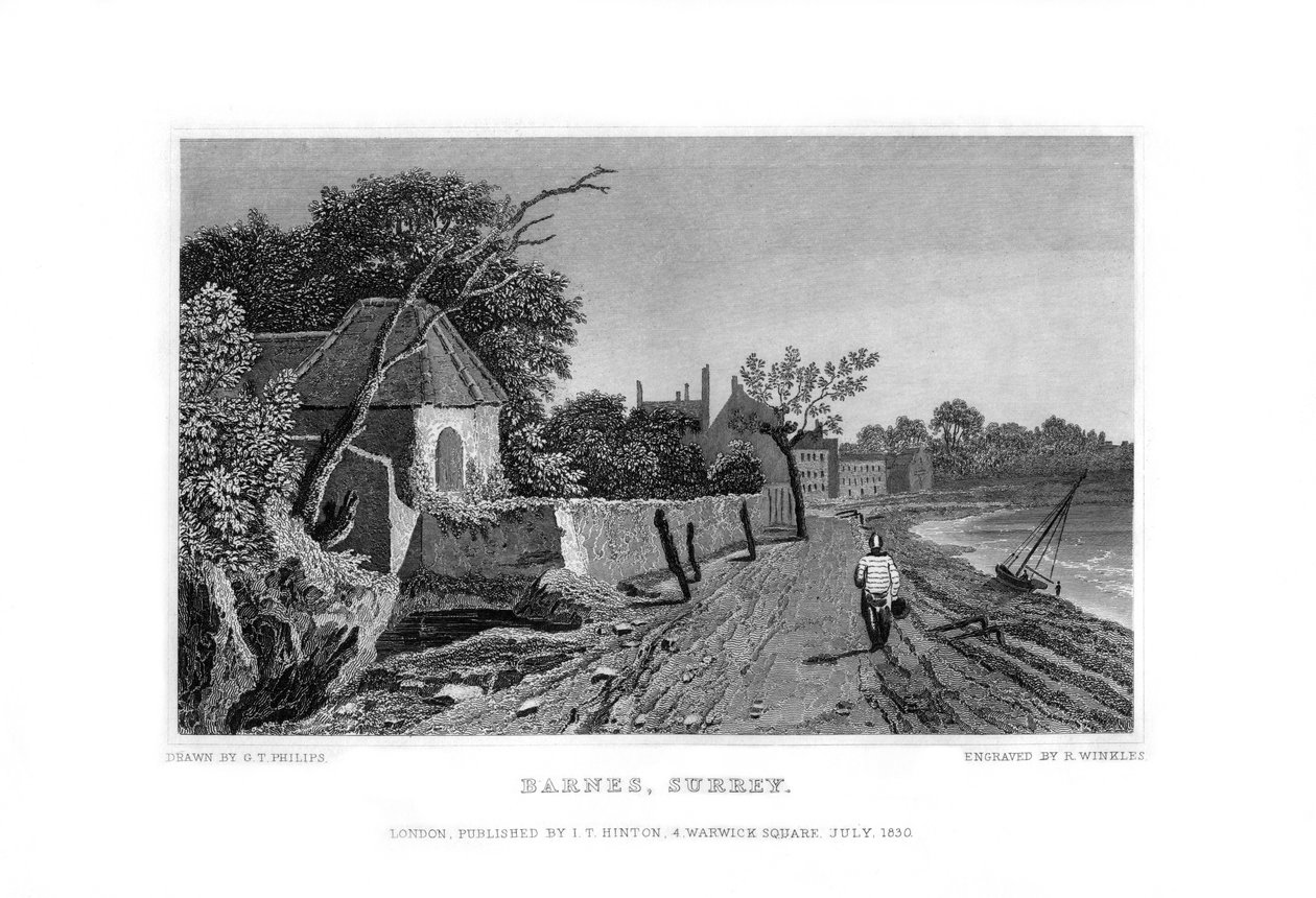Barnes, Surrey, 1830. autorstwa R. Winkles