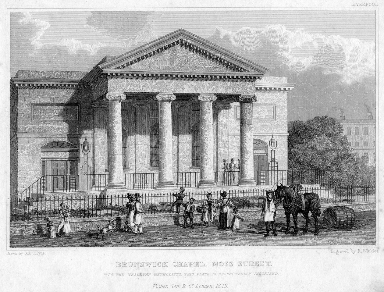 Kaplica Brunszwicka, Moss Street, Liverpool, 1829. autorstwa R. Winkles
