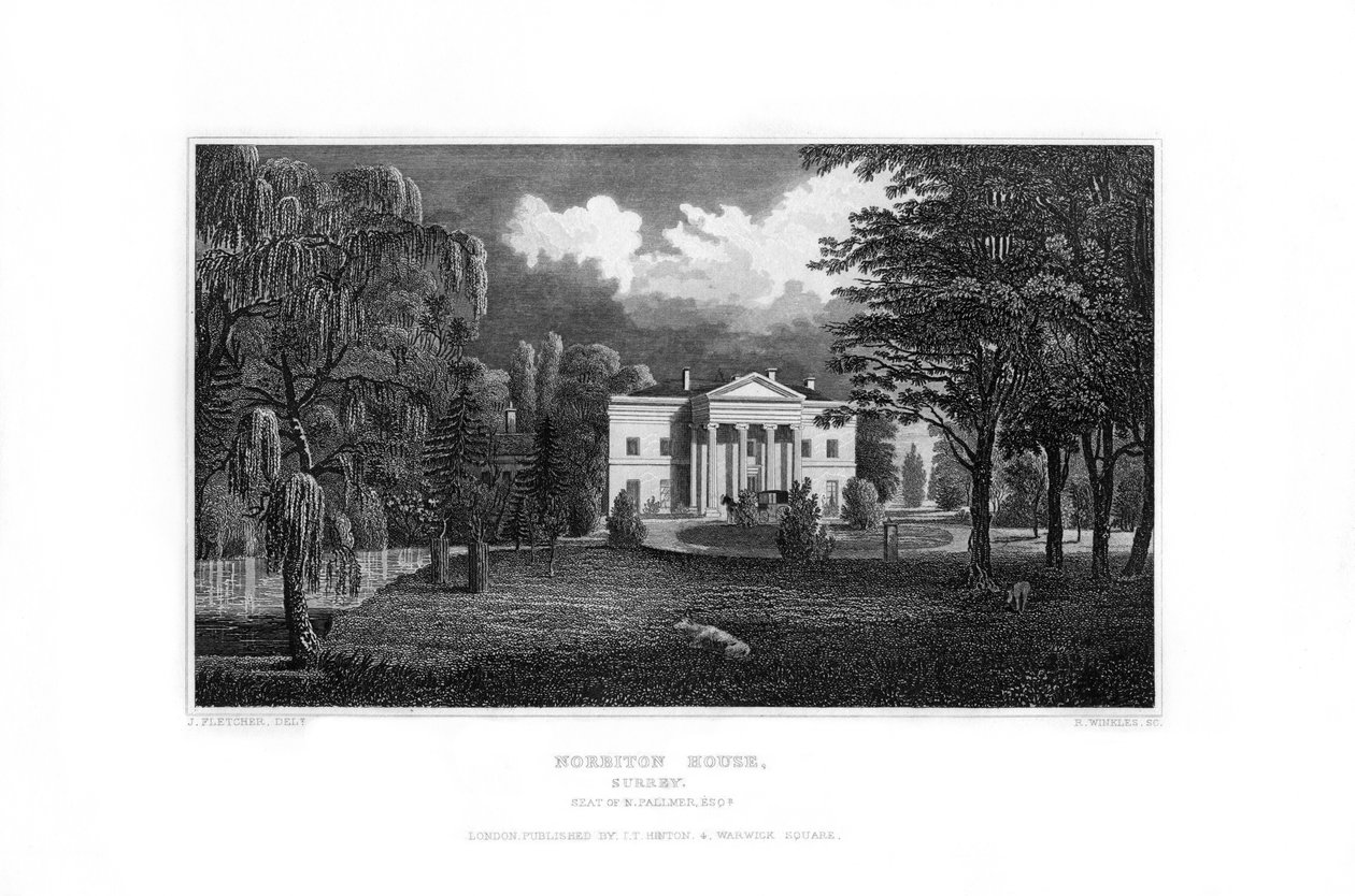 Norbiton House, Kingston upon Thames, Surrey, 1829. autorstwa R. Winkles