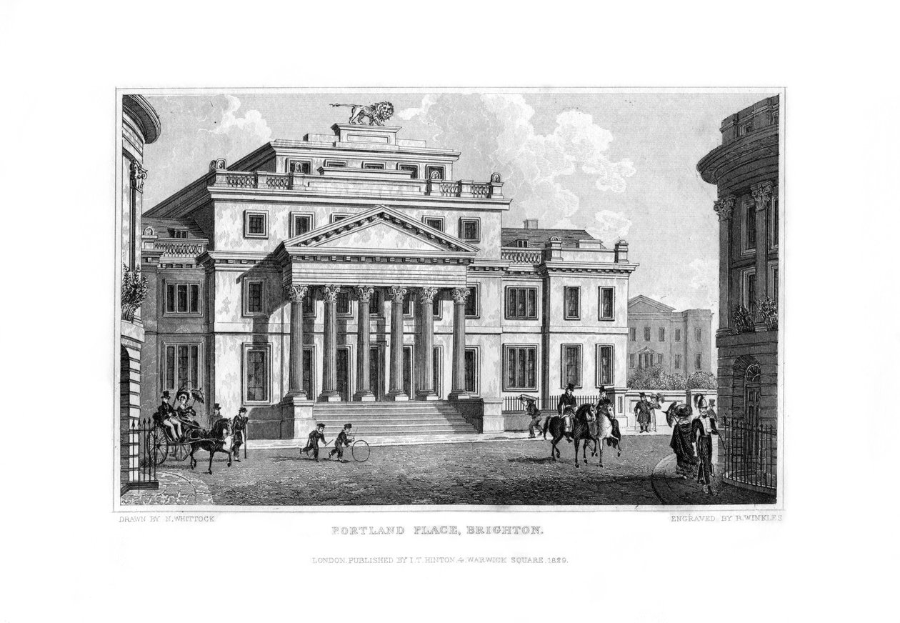 Portland Place, Brighton, East Sussex, 1829. autorstwa R. Winkles