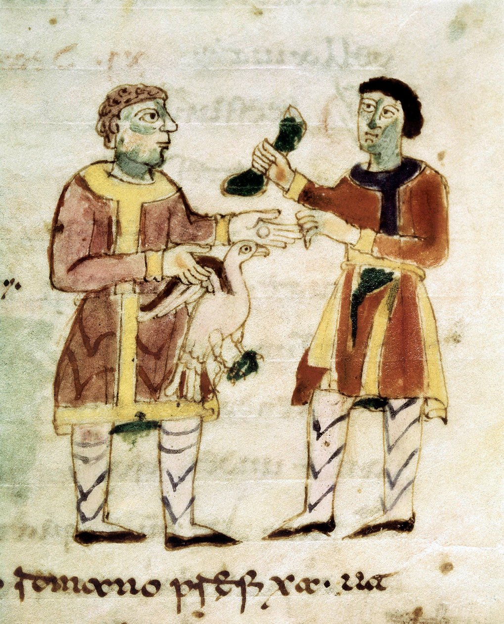 Sprzedawca kurczaków z rękopisu „De Universo” (ou De rerum naturis (De la Nature des chooses) autorstwa Rabanus Maurus or Mauro Rabano Magnentius