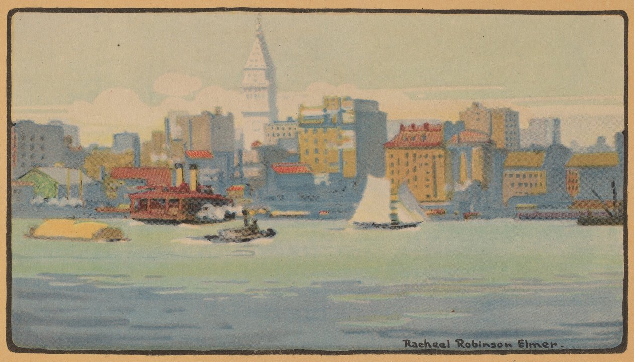 Nowy Jork z promu 34th Street, 1914. autorstwa Rachael Robinson Elmer