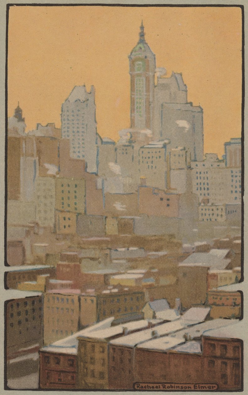 Budynek Singera z Brooklyn Bridge, 1914. autorstwa Rachael Robinson Elmer