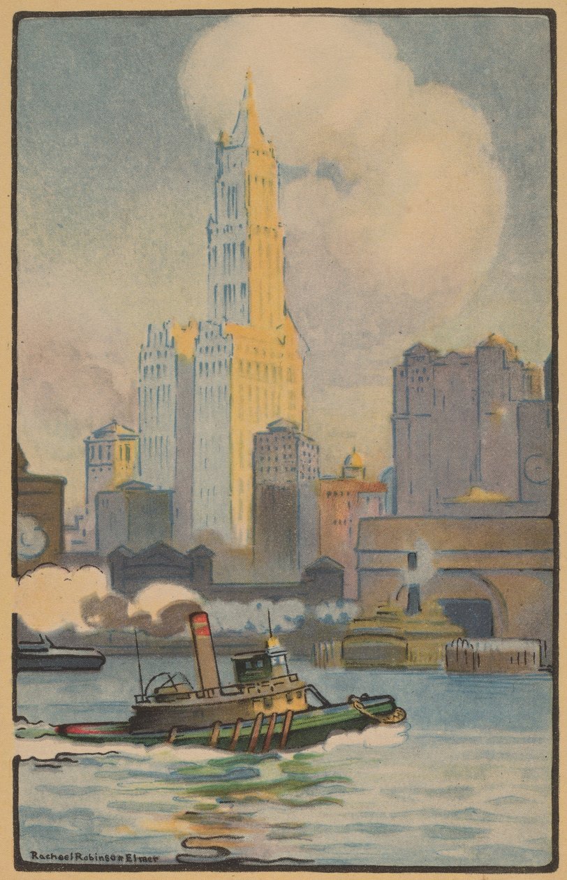 Budynek Woolworth z promu, 1914. autorstwa Rachael Robinson Elmer